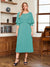 A-Line/Princess Scoop Half Sleeves Tea-Length Ruched Mother of the Bride with Beading & Cape