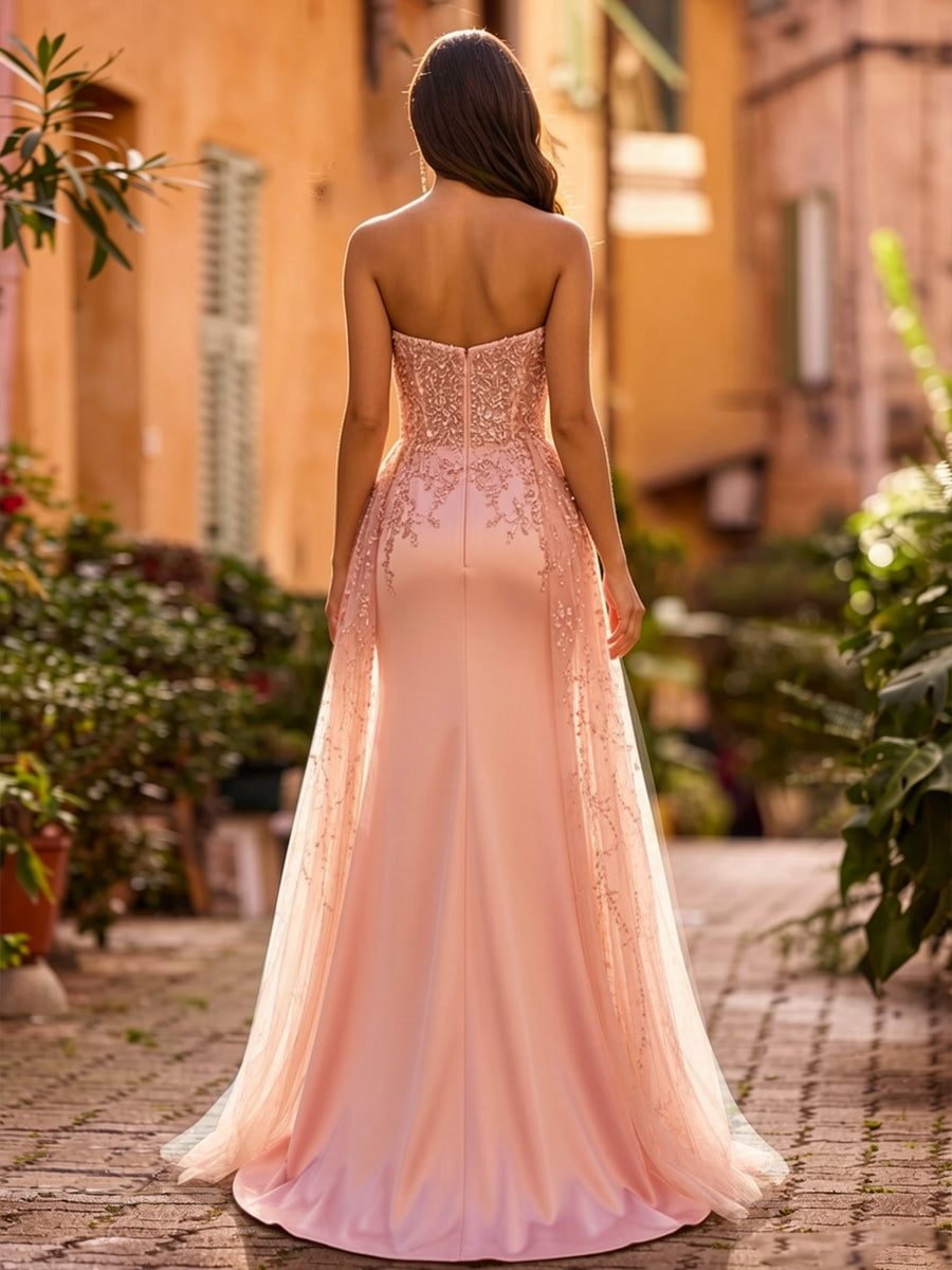 Trumpet/Mermaid Strapless Sweetheart  Long Prom Dresses with Beading &amp; Embroidery