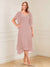 A-Line/Princess Short Sleeves V-Neck Tea-Length Mother of the Bride with Ruffles & Beading