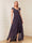A-Line/Princess Cap Sleeves V-Neck Asymmetrical Mother of the Bride with Sequins &Ruched