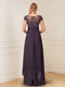 A-Line/Princess Cap Sleeves V-Neck Asymmetrical Mother of the Bride with Sequins &Ruched