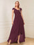 A-Line/Princess Cap Sleeves V-Neck Asymmetrical Mother of the Bride with Sequins &Ruched