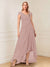 A-Line/Princess Cap Sleeves V-Neck Asymmetrical Mother of the Bride with Sequins &Ruched