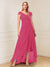 A-Line/Princess Cap Sleeves V-Neck Asymmetrical Mother of the Bride with Sequins &Ruched