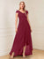 A-Line/Princess Cap Sleeves V-Neck Asymmetrical Mother of the Bride with Sequins &Ruched