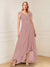 A-Line/Princess Cap Sleeves V-Neck Asymmetrical Mother of the Bride with Sequins &Ruched