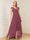 A-Line/Princess Cap Sleeves V-Neck Asymmetrical Mother of the Bride with Sequins &Ruched