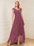 A-Line/Princess Cap Sleeves V-Neck Asymmetrical Mother of the Bride with Sequins &Ruched