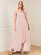 A-Line/Princess Cap Sleeves V-Neck Asymmetrical Mother of the Bride with Sequins &Ruched
