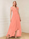 A-Line/Princess Cap Sleeves V-Neck Asymmetrical Mother of the Bride with Sequins &Ruched