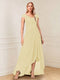 A-Line/Princess Cap Sleeves V-Neck Asymmetrical Mother of the Bride with Sequins &Ruched