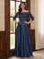 A-Line/Princess 3/4 Sleeves Off-the-Shoulder Floor-Length Mother of the Bride with Bowknot & Sequins