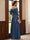 A-Line/Princess 3/4 Sleeves Off-the-Shoulder Floor-Length Mother of the Bride with Bowknot & Sequins
