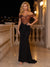 Trumpet/Mermaid Off-the-Shoulder Sleeveless Floor-Length Long Evening Dresses with Pleats & Sequins