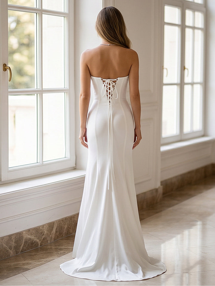 Trumpet/Mermaid Strapless Floor-Length Long Prom Dresses with Sequins