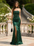Trumpet/Mermaid Strapless Floor-Length Long Prom Dresses with Split Side & Sequins