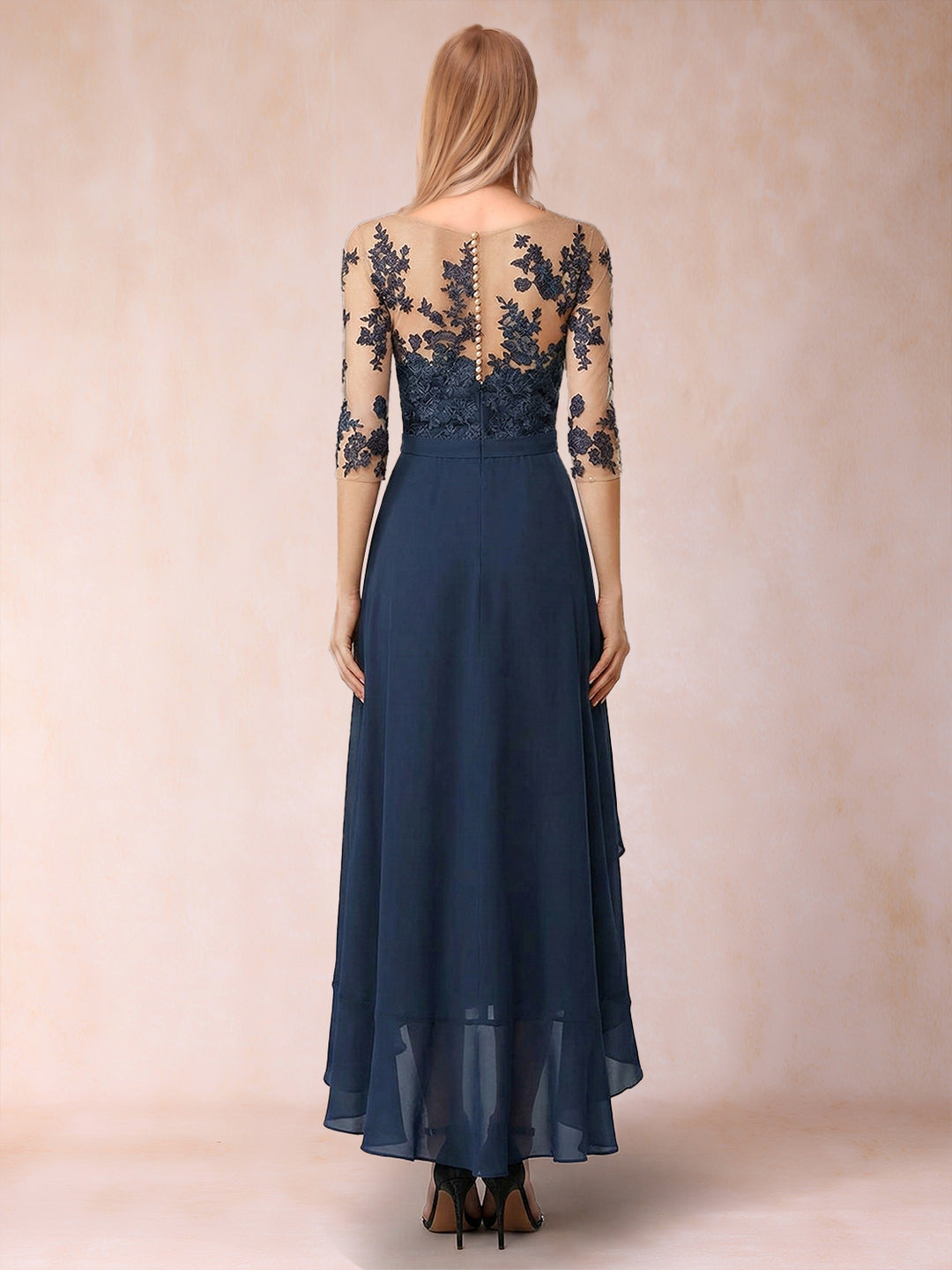 A-Line/Princess Half Sleeves Asymmetrical Mother of the Bride Dresses with Ruffles &amp; Embroidery