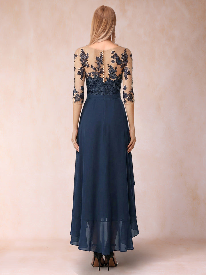 A-Line/Princess Half Sleeves Asymmetrical Mother of the Bride Dresses with Ruffles &amp; Embroidery