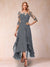A-Line/Princess Half Sleeves Asymmetrical Mother of the Bride Dresses with Ruffles & Embroidery