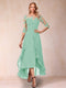 A-Line/Princess Half Sleeves Asymmetrical Mother of the Bride Dresses with Ruffles & Embroidery