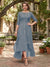 A-Line/Princess Half Sleeves Asymmetrical Plus Size Mother of the Bride Dresses with Ruffles & Embroidery