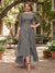 A-Line/Princess Half Sleeves Asymmetrical Plus Size Mother of the Bride Dresses with Ruffles & Embroidery