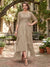 A-Line/Princess Half Sleeves Asymmetrical Plus Size Mother of the Bride Dresses with Ruffles & Embroidery