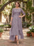 A-Line/Princess Half Sleeves Asymmetrical Plus Size Mother of the Bride Dresses with Ruffles & Embroidery