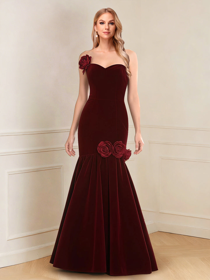 Trumpet/Mermaid Sweetheart Floor-Length Mother of the Bride Dresses with 3D-Flower