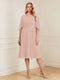 A-Line/Princess V-Neck Half Sleeves Knee-Length Mother of the Bride Dresses with Ruffles & Ruched