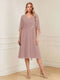 A-Line/Princess V-Neck Half Sleeves Knee-Length Mother of the Bride Dresses with Ruffles & Ruched