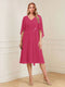 A-Line/Princess V-Neck Half Sleeves Knee-Length Mother of the Bride Dresses with Ruffles & Ruched