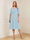 A-Line/Princess V-Neck Half Sleeves Knee-Length Mother of the Bride Dresses with Ruffles & Ruched