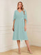 A-Line/Princess V-Neck Half Sleeves Knee-Length Mother of the Bride Dresses with Ruffles & Ruched