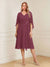 A-Line/Princess V-Neck Half Sleeves Knee-Length Mother of the Bride Dresses with Ruffles & Ruched