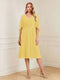 A-Line/Princess V-Neck Half Sleeves Knee-Length Mother of the Bride Dresses with Ruffles & Ruched