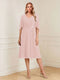 A-Line/Princess V-Neck Half Sleeves Knee-Length Mother of the Bride Dresses with Ruffles & Ruched