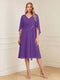 A-Line/Princess V-Neck Half Sleeves Knee-Length Mother of the Bride Dresses with Ruffles & Ruched