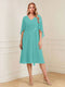 A-Line/Princess V-Neck Half Sleeves Knee-Length Mother of the Bride Dresses with Ruffles & Ruched
