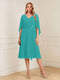 A-Line/Princess V-Neck Half Sleeves Knee-Length Mother of the Bride Dresses with Ruffles & Ruched