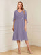 A-Line/Princess V-Neck Half Sleeves Knee-Length Mother of the Bride Dresses with Ruffles & Ruched