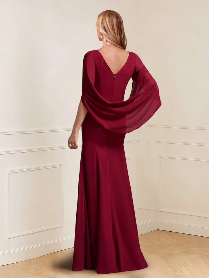 A-Line/Princess Scoop Short Sleeves Floor-Length Mother of the Bride Dresses with Ruched
