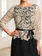 A-Line/Princess Scoop 3/4 Sleeves Floor-Length Mother of the Bride Dresses with Applique & Belt