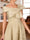 A-Line/Princess V-Neck Short Sleeves Tea-Length Mother of the Bride Dresses with Applique & Bowknot