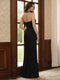 Sheath/Column Halter Sleeveless Floor-Length Mother of the Bride Dresses with Rhinestone