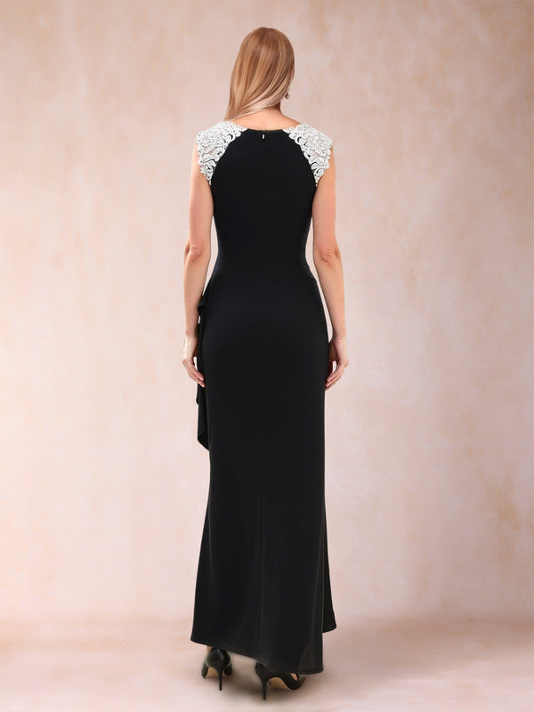 Sheath/Column Scoop Sleeveless Ankle-Length Mother of the Bride Dresses with Ruffles & Lace