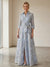 A-Line/Princess Shirt Collar  3/4 Sleeves Mother of the Bride Dresses with Split Side & Bowknot