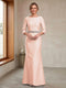 Sheath/Column Crew Neck 3/4 Sleeves Mother of the Bride Dresses with Beading & Sash