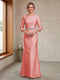 Sheath/Column Crew Neck 3/4 Sleeves Mother of the Bride Dresses with Beading & Sash