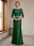 Sheath/Column Crew Neck 3/4 Sleeves Mother of the Bride Dresses with Beading & Sash
